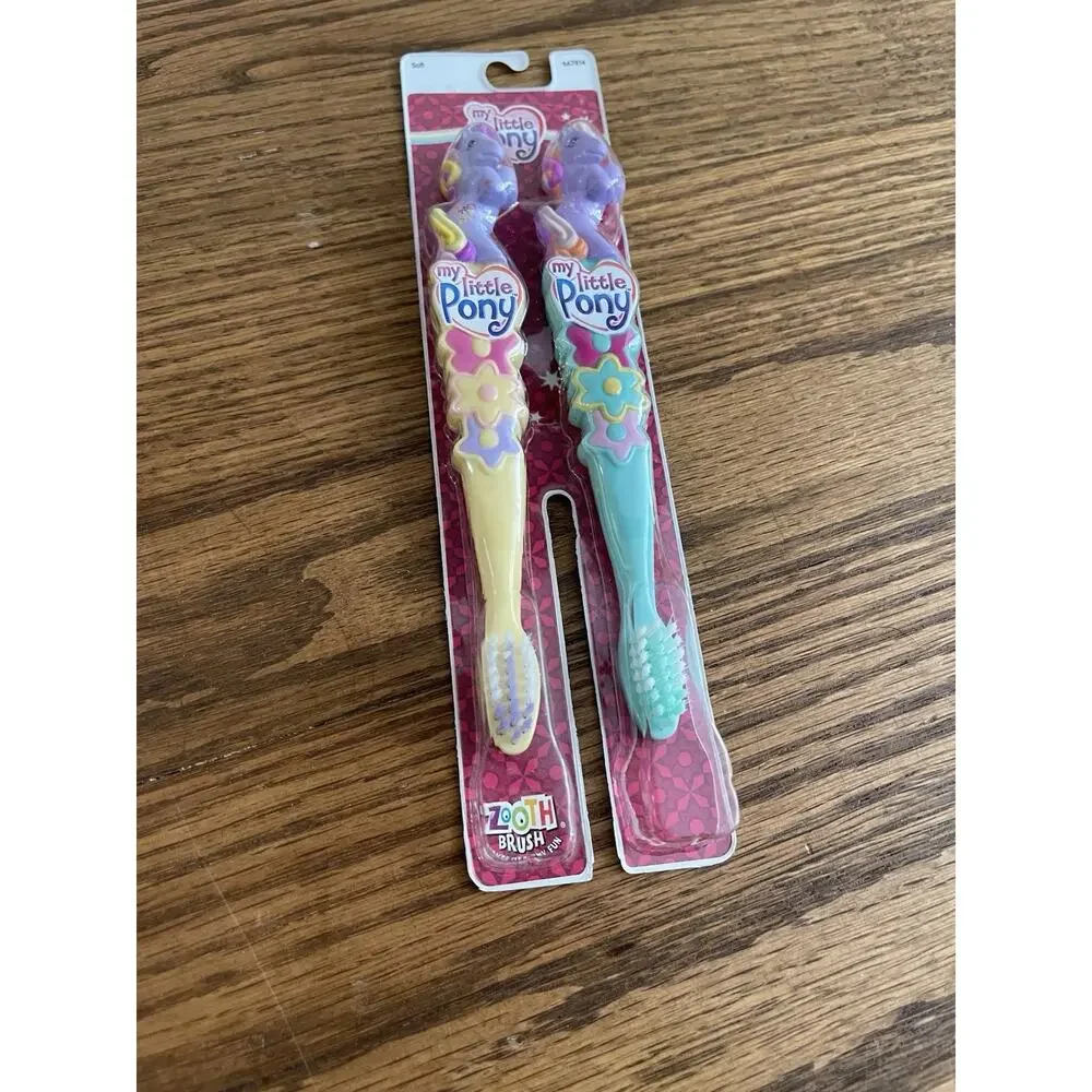 My Little Pony Soft Toothbrush 2-Pack Zooth Brush Hasbro 2006 Pony Handle NEW
